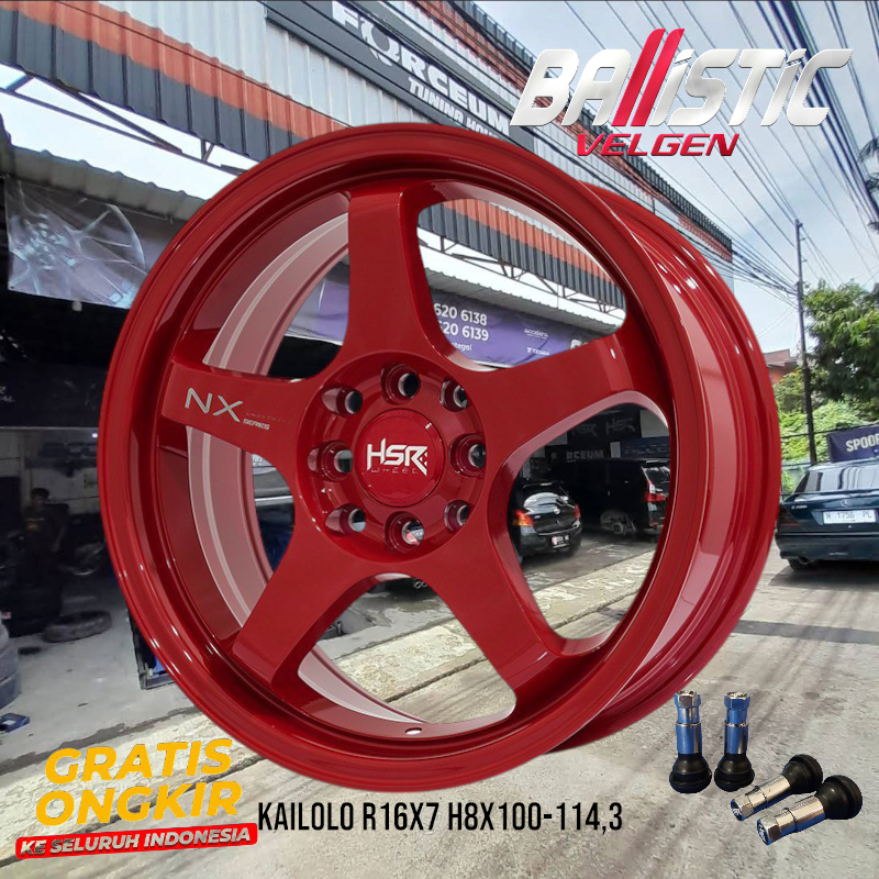Velg Mobil Ring 16 HSR Kailolo Model Palang 5 Warna Merah Buat Jazz Freed Mobilio Agya Sigra Avanza