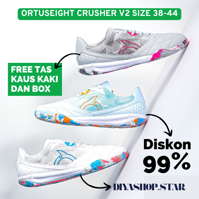 MURAH 100RBAN  Sepatu Futsal OrtusEight Jogosala Crusher V2 White Camo Grey Blue Ukuran 38-44 Sepatu