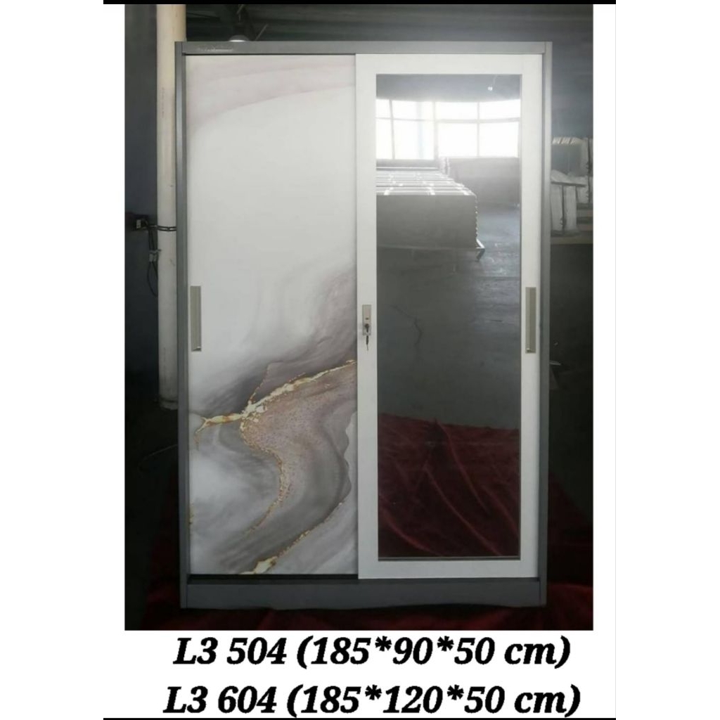 Lemari pakaian besi lemari sliding besi 2p uk 120 minimalis