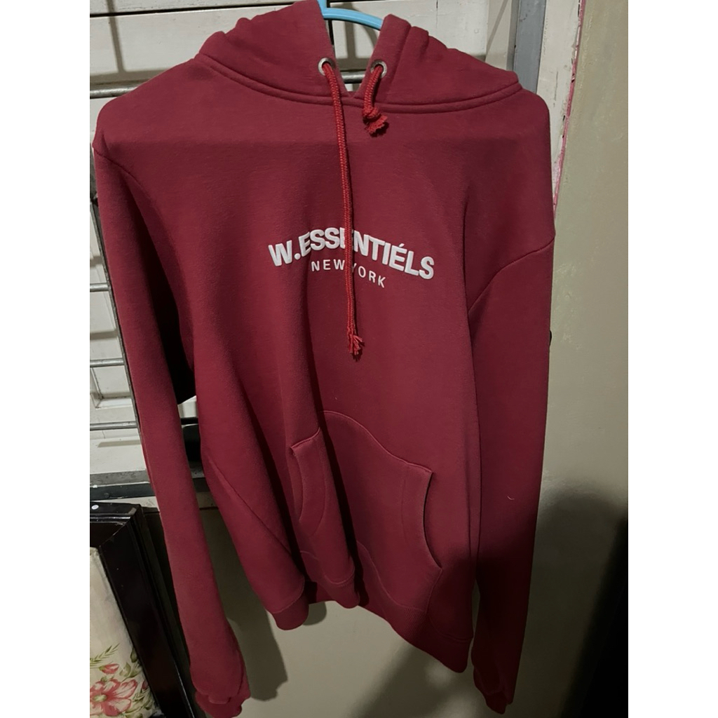W Essentiels Ecume Hoodie Oversize Mid Logo Cherry Red - 100% ORIGINAL RESMI