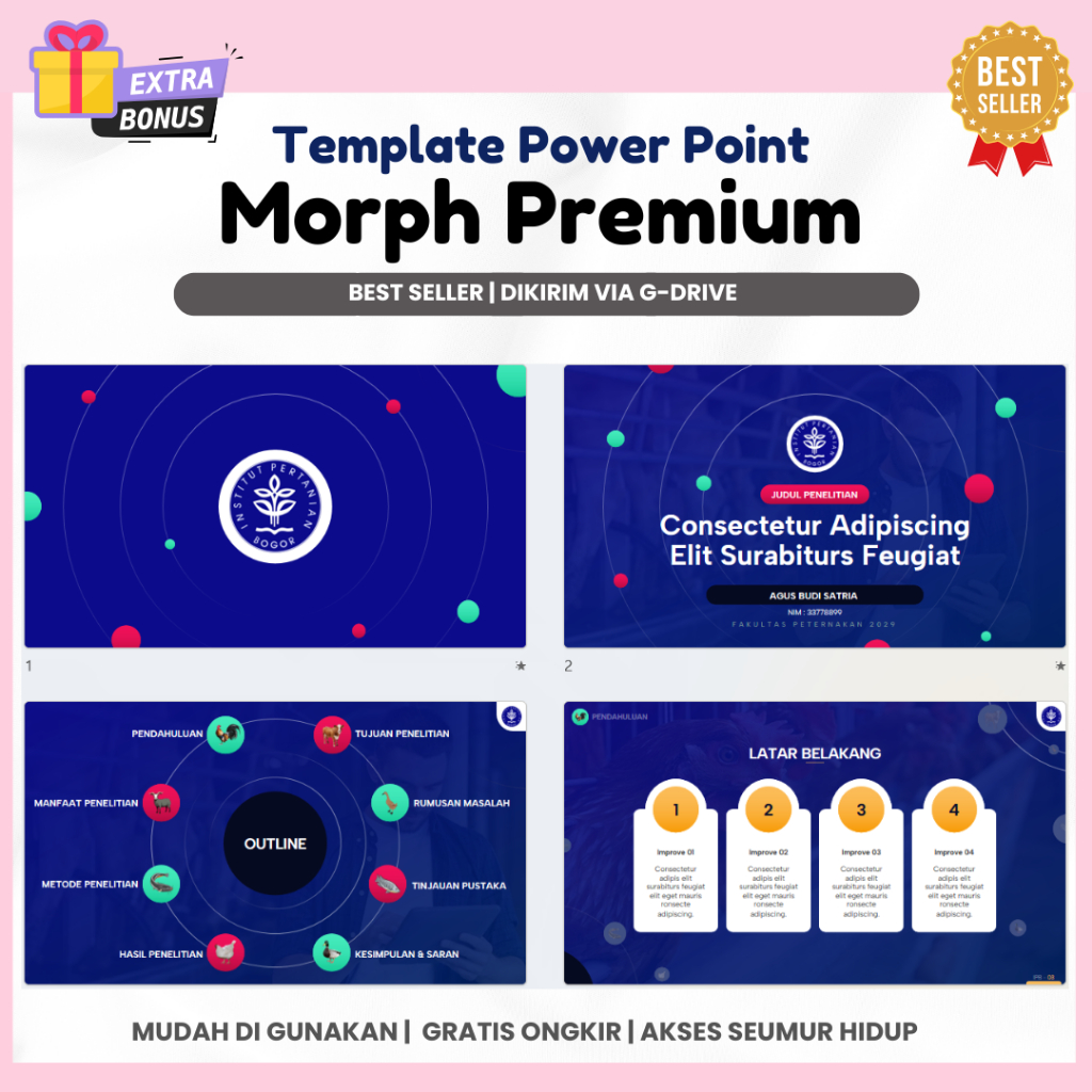 Template PPT Premium - Animasi Morph, Animasi Bergerak untuk Seminar & Sidang | PPT 9