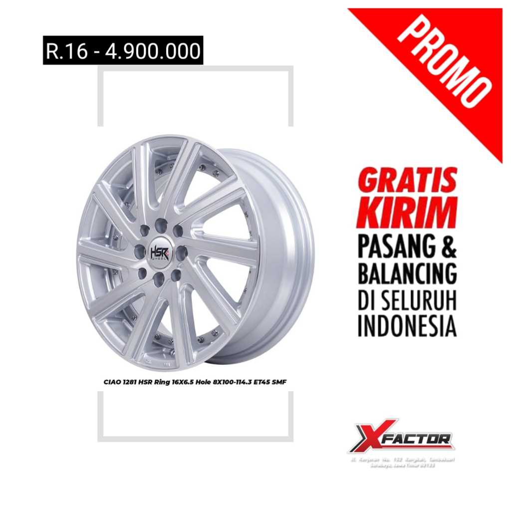 PROMO VELG MOBIL HSR R16 HSR CIAO R16X65 H8X100-114,3 ET45 SMF