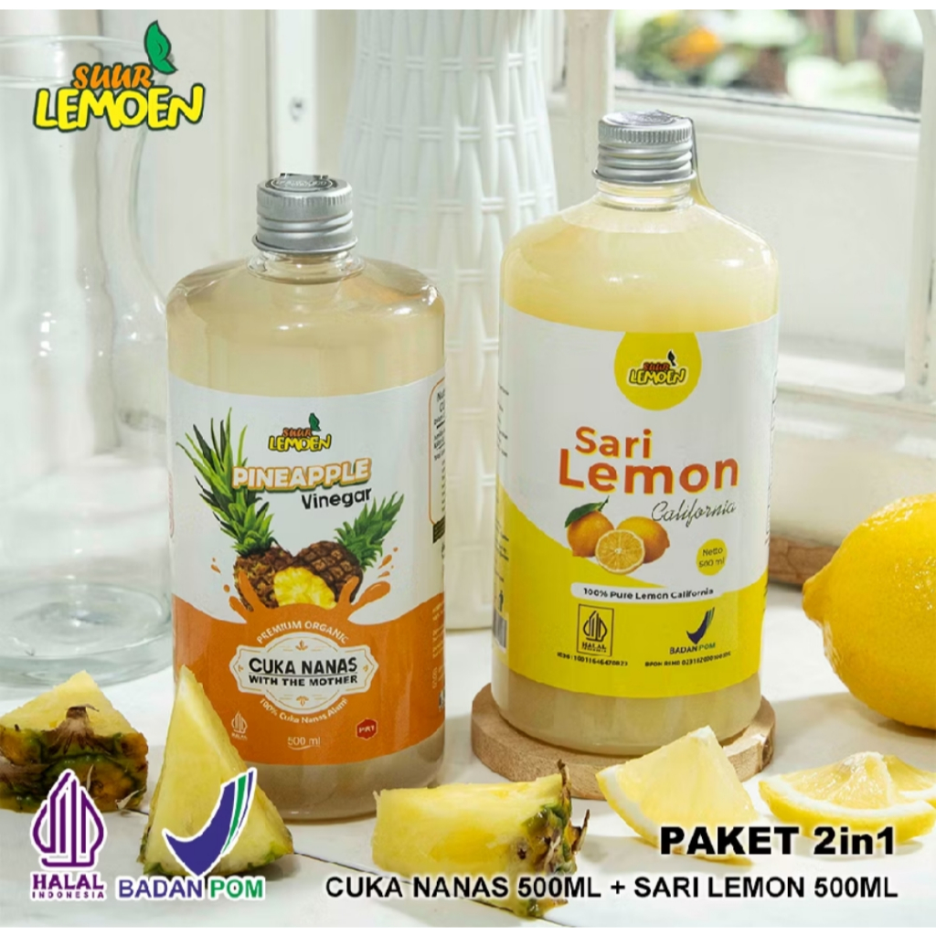 

Suur Lemoen - Paket Diet Sehat Sari Lemon 500ml dan Cuka Nanas 500ml