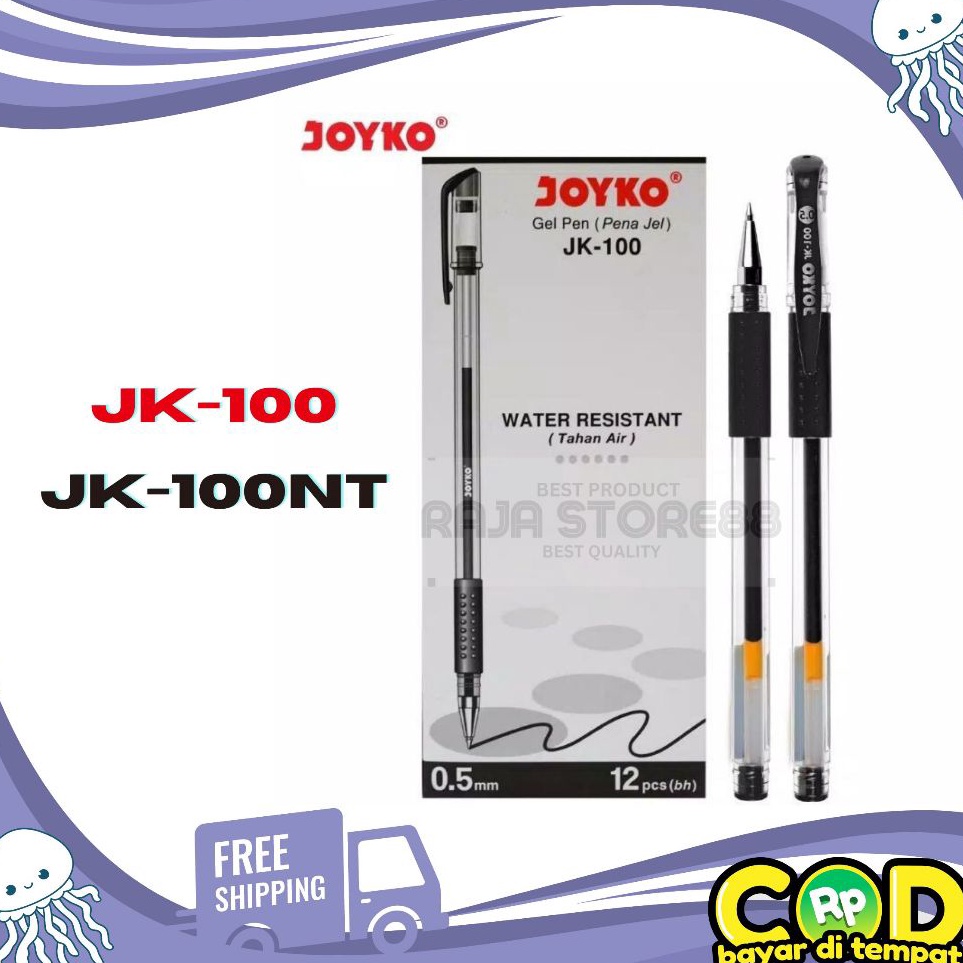 

12pc Gel Pen Pulpen Pena Joyko JK1 JK1NT Black 5 mmpen Joyko