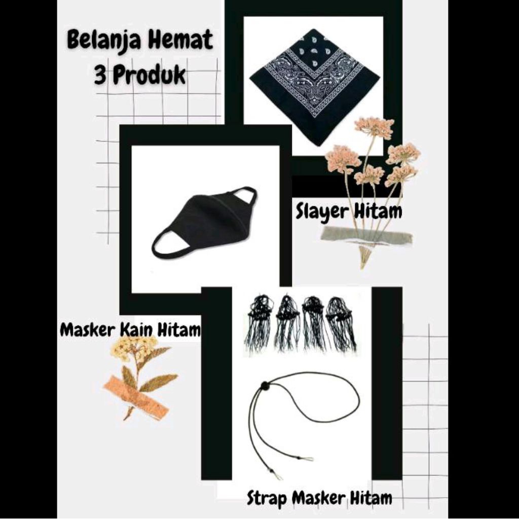 Belanja HEMAT 3 Produk Slayer, Masker Kain, Strap Masker