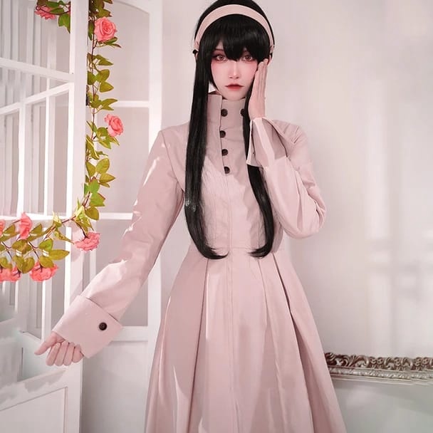 PDS KOSTUM COSPLAY YOR FORGER GAUN PINK SPY X FAMILY KODE J7S9