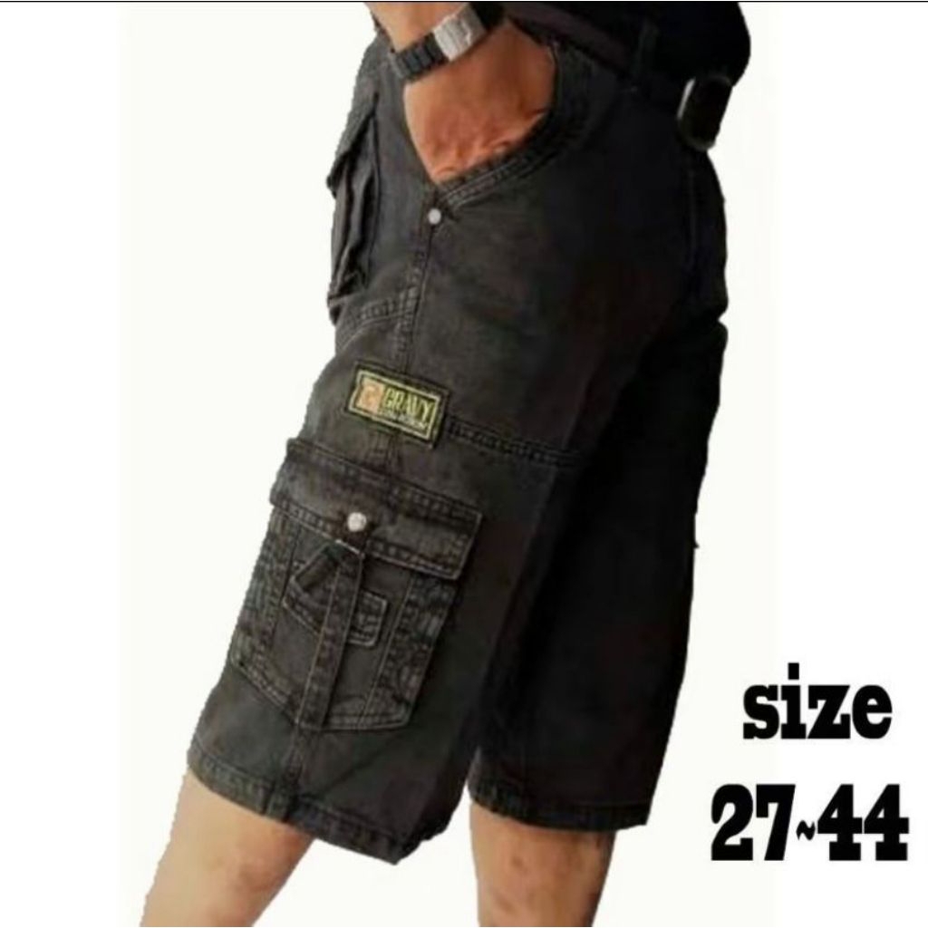 celana pendek jeans cargo~pendek cargo pria