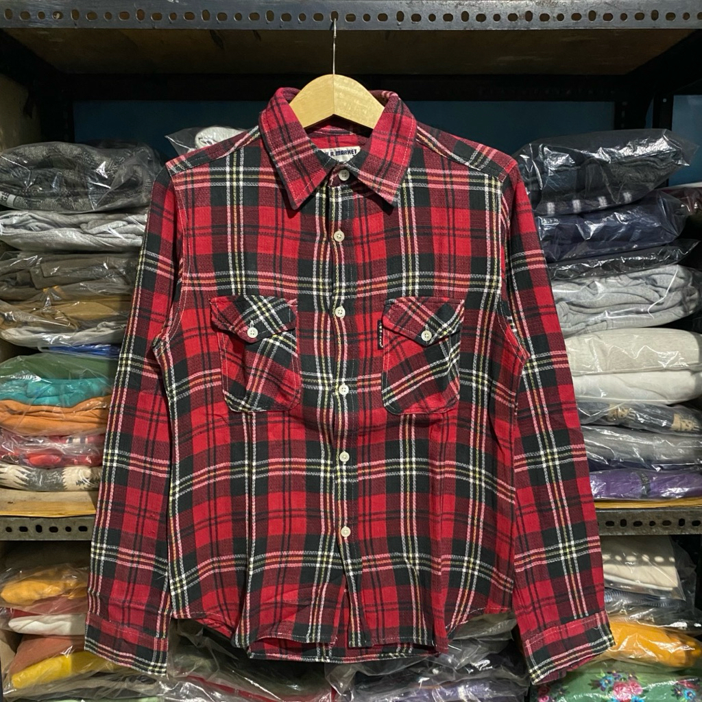 Hollywood Ranch Market Plaid L/S Shirt Merah Size 2 67x50