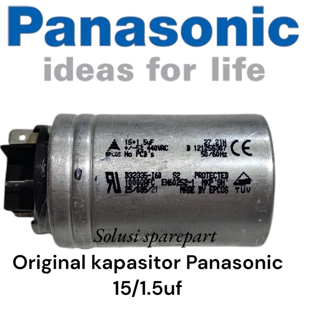 Original Kapasitor Panasonic 15/1.5uf Kapasitor Ac Panasonic 1/2Pk