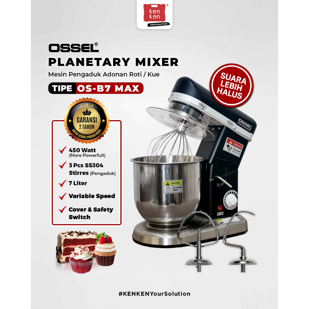 OSSEL Mixer Roti Ossel 7 Liter Mesin Stand Mixer 7 L Ossel Planetary Mixer Ossel 7Liter OSSEL
