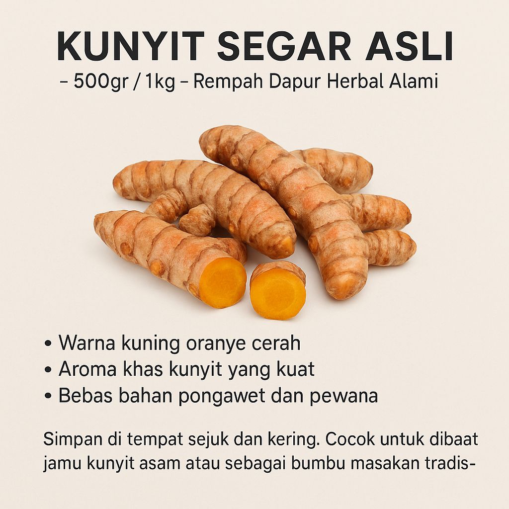 

Kunyit Segar Asli - 500gr / 1kg - Rempah Dapur Herbal Alami