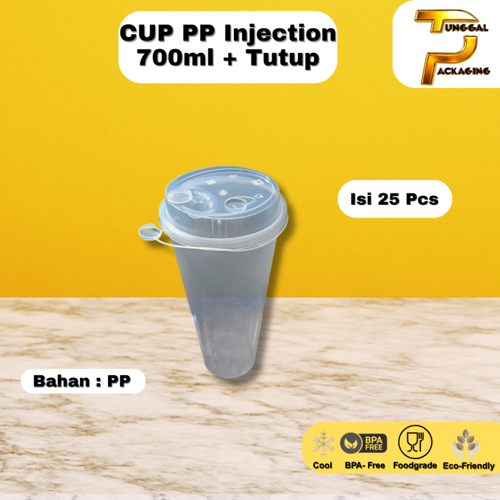 CUP PP INJECTION 22/24 Oz 700ml PER 25 PCS
