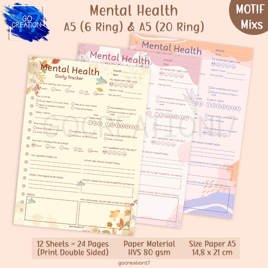 

Buku Planner Kertas Isi Binder Mental Health Motif A5