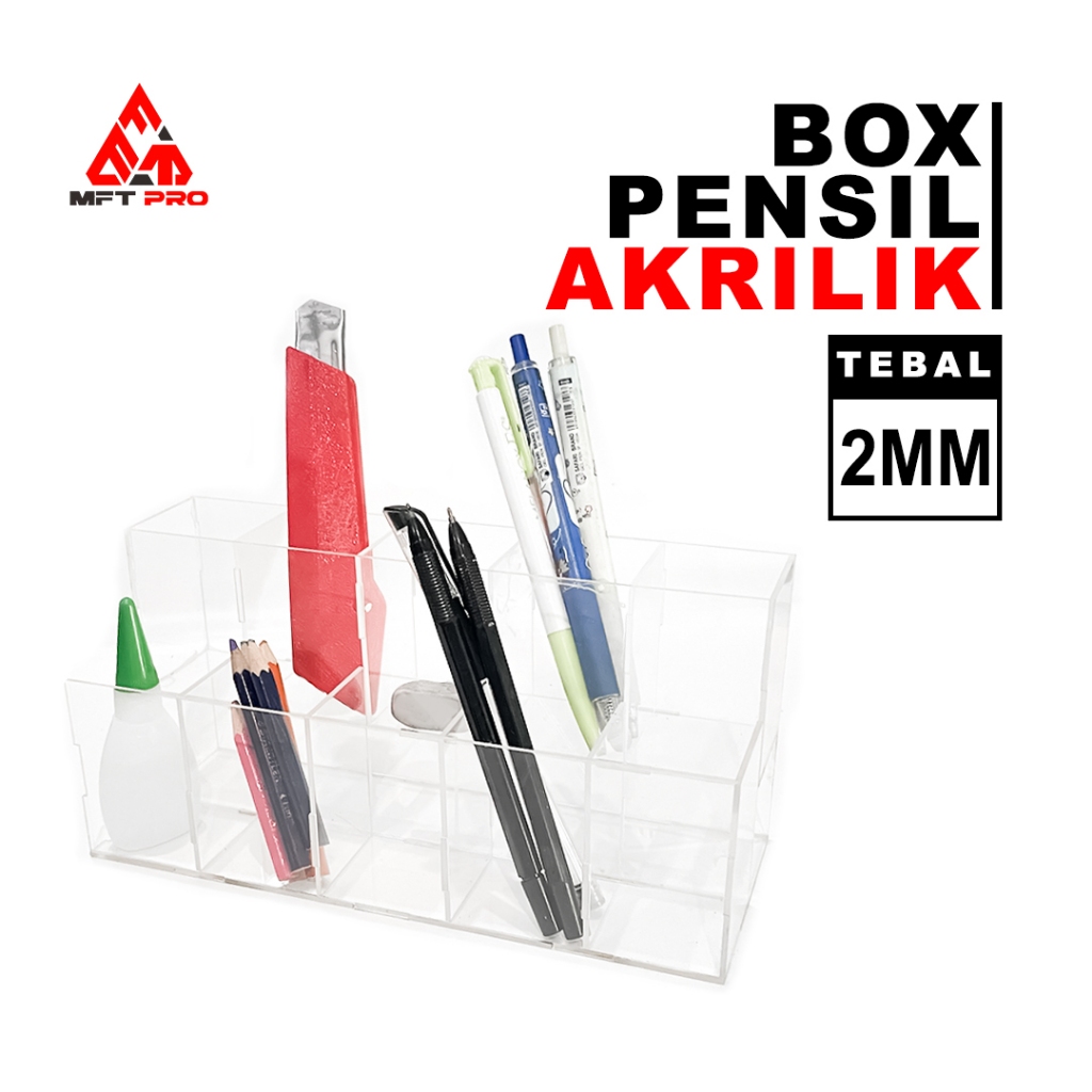 MFT Pro Tempat Pensil Acrilik Rak pulpen Acrilic Organizer Stand Pencil Holder Akrilik Alat Tulis