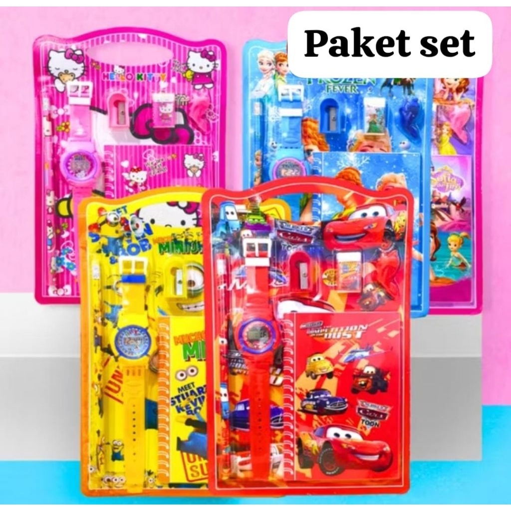 

Paket Alat Tulis + Jam Tangan Anak + Dompet / Stationery Set Alat Tulis Lucu