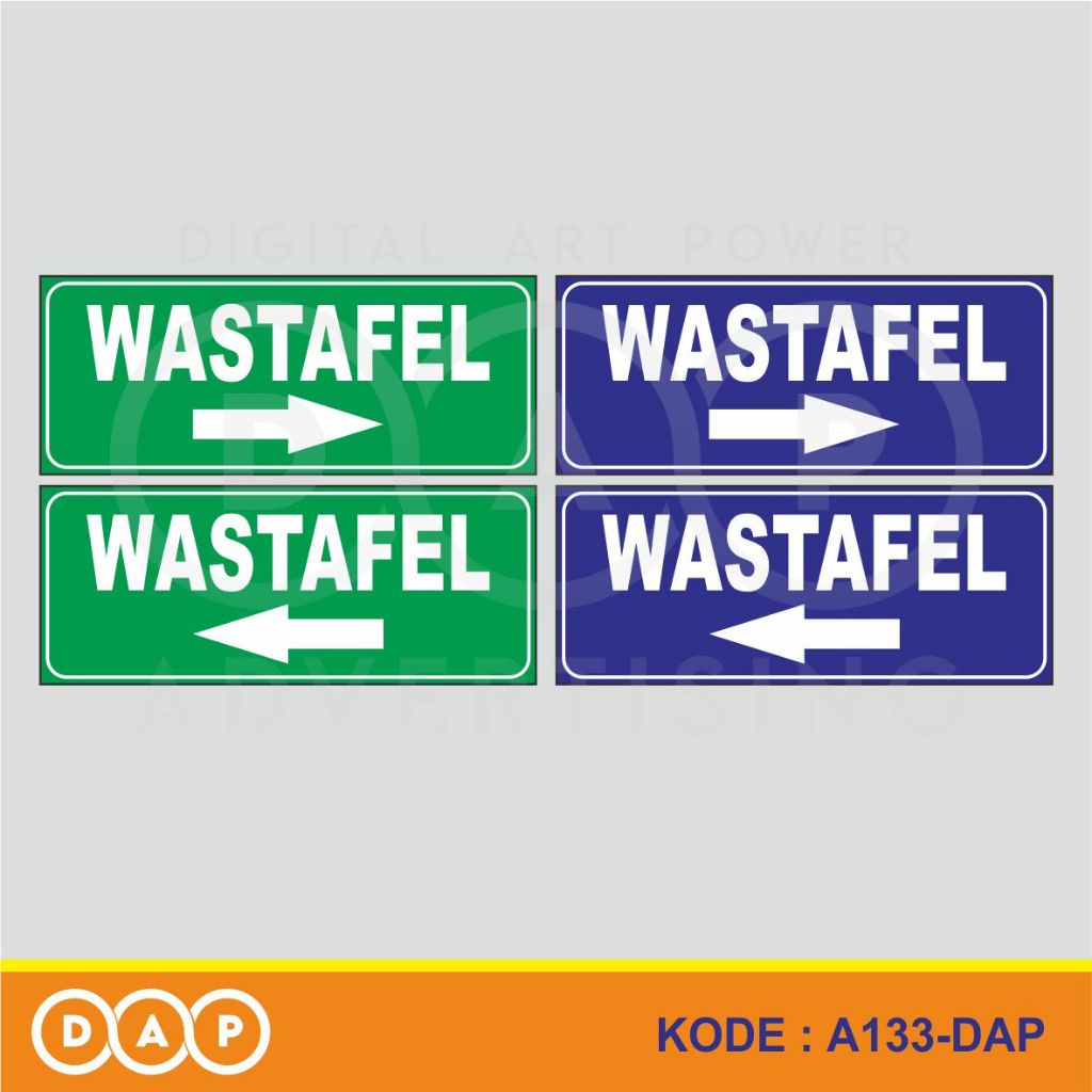 

A133 - Acrylic Sign, Stiker Akrilik Petunjuk Arah Letak/Posisi Wastafel, Tahan Air, Bisa Custom