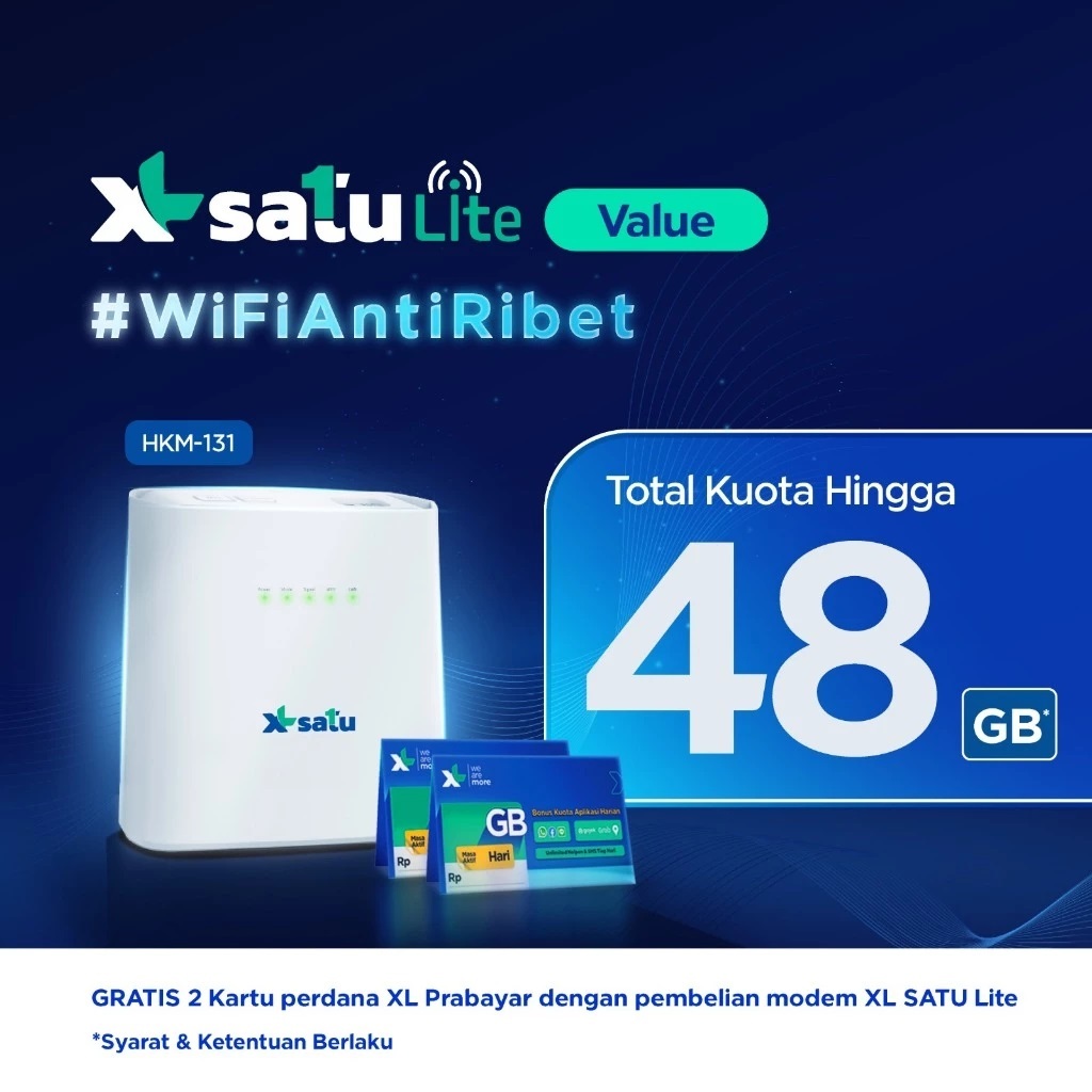 Modem WIFI 4G XL Satu Lite Wireless Router HKM131 XL Free kuota 48GB