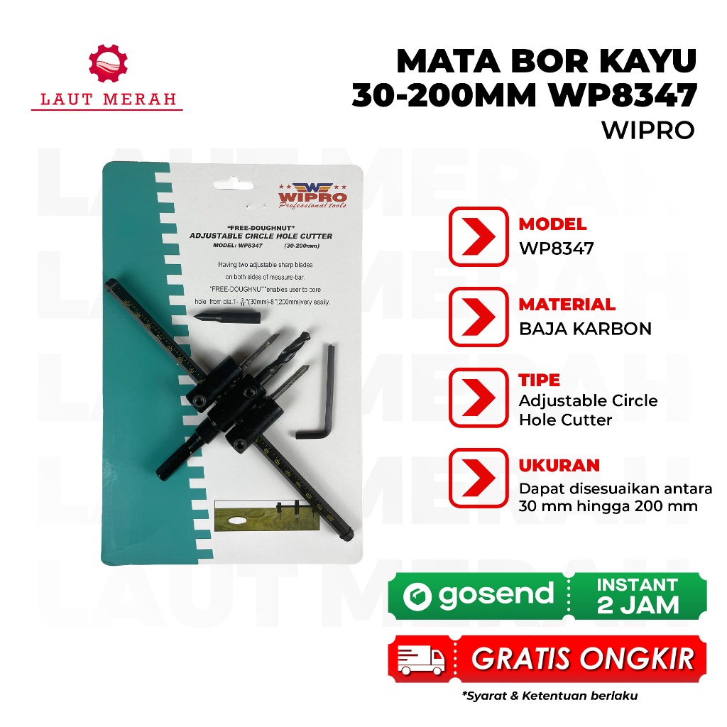Mata Bor kayu hole saw jangka / Adjustable circle hole cutter 30-200mm WIPRO