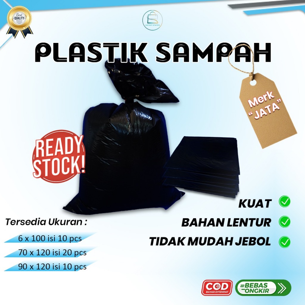 Trash Bag Hitam Kantong Plastik Sampah Tebal Jumbo Besar 60x100 70x120 90x120 - JATA
