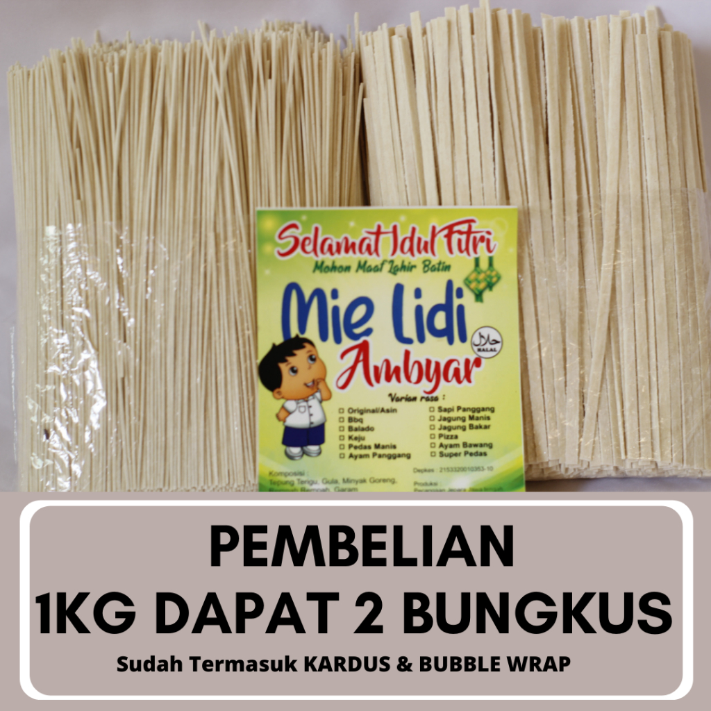 Grilshop7 Mie Lidi Mentah 1Kg/Mie Lidi /Mie Lidi Terlaris/Mie Lidi Gepeng/Mie Mentah/Mie Gepeng/Mie
