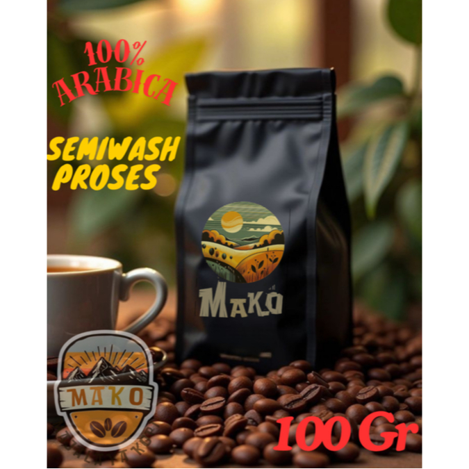 

Mako - Coffee Bean Arabica Kopi Arabika Biji Bubuk Proses Semiwash 100% Arabika Kamojang Loa 100 Gr