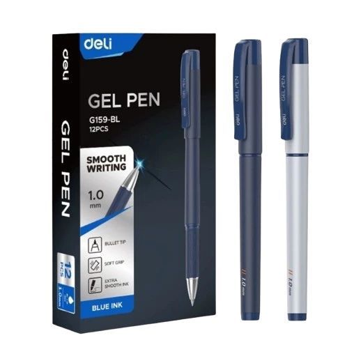 

DELI Eg159-Bl 1.0mm Gel Pen Blue/Black Ink Bullet Tip Pulpen