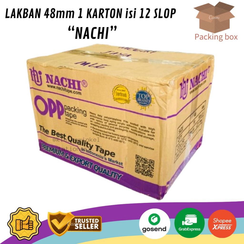 

[ 1 KARTON ] Plakban/Lakban 48mm 100y NACHI OPP Packing Tape isi 12 Slop