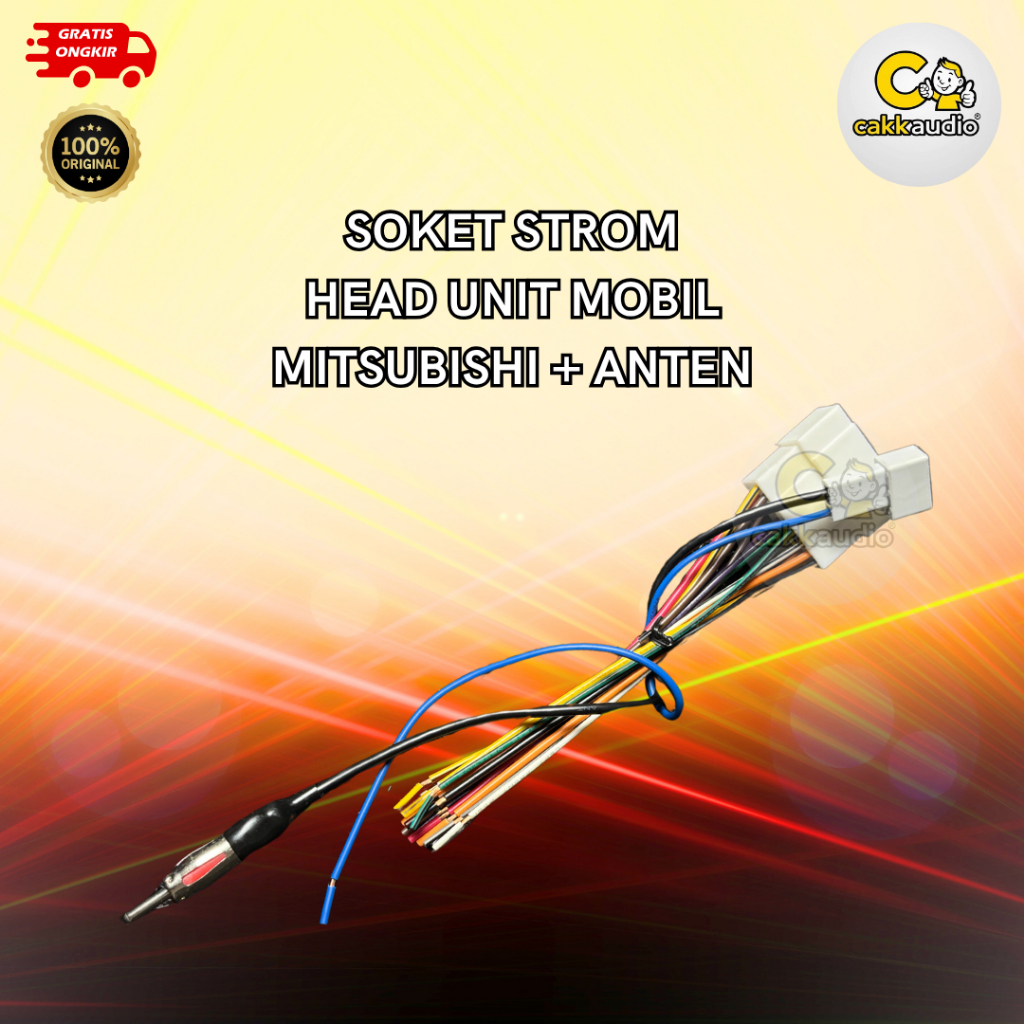 Soket Strom Head Unit Mobil Mitsubishi + Anten
