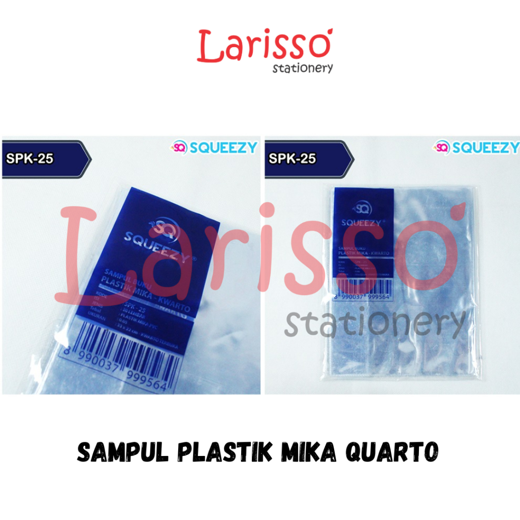 

SQUEEZY - (pcs) SAMPUL PLASTIK MIKA TEBAL SQUEEZY UKURAN QUARTO/BUKU TULIS isi 20pcs per pack