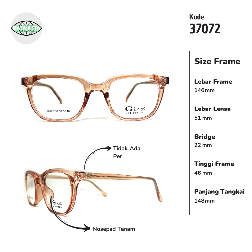 FRAME KACAMATA PRIA / WANITA 37072 SIZE 51 LEBAR FRAME 146 Full Frame