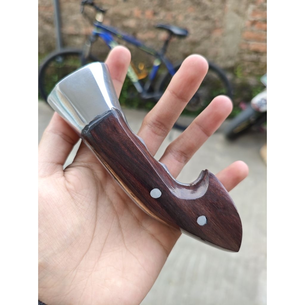Handle / Gagang Golok / Pisau Bahan Alumunium kombinasi kayu Sonokeling