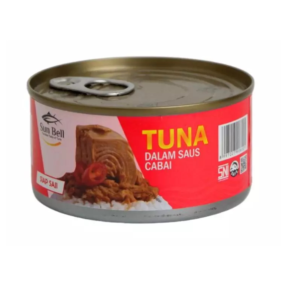 

tuna flake dalam saus cabe in chili sunbell 185