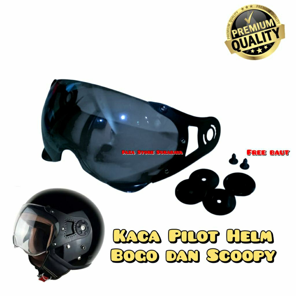 Promo Kaca Hitam Pilot Helm Honda Scoopy + Baut Helm Bogo Pilot / Cakil HBC / Momo / Hijab Niels (CO