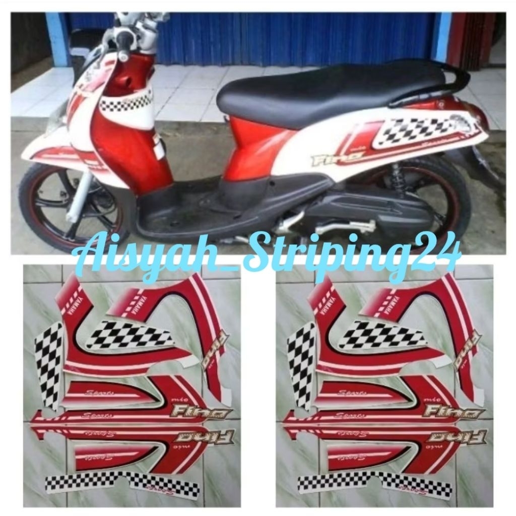 stiker striping yamaha fino sporty karbu 2012 putih merah