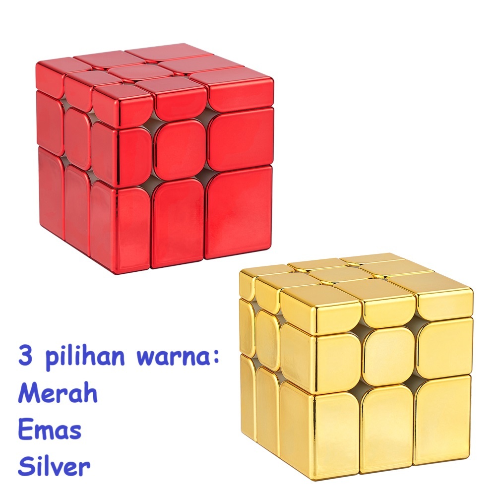 Magic Cube Magnetic Cyclone Boys Metallic Mirror 3x3 M Puzzle Kubus Magnetik 3x3x3 Stickerless Merah