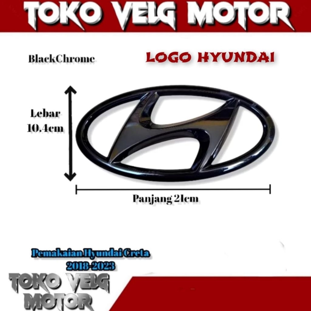 Logo Grill Depan Hyundai Creta 2018-2023 Black Chrome Original / Emblem Logo Grill Depan Hyundai Cre