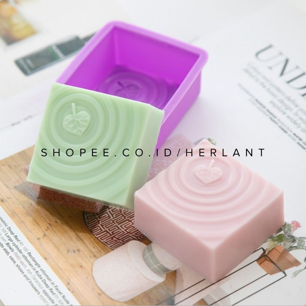 RB Cetakan Sabun Daun Waru Ripple Kotak Silikon Resin Silicone Soap Mold