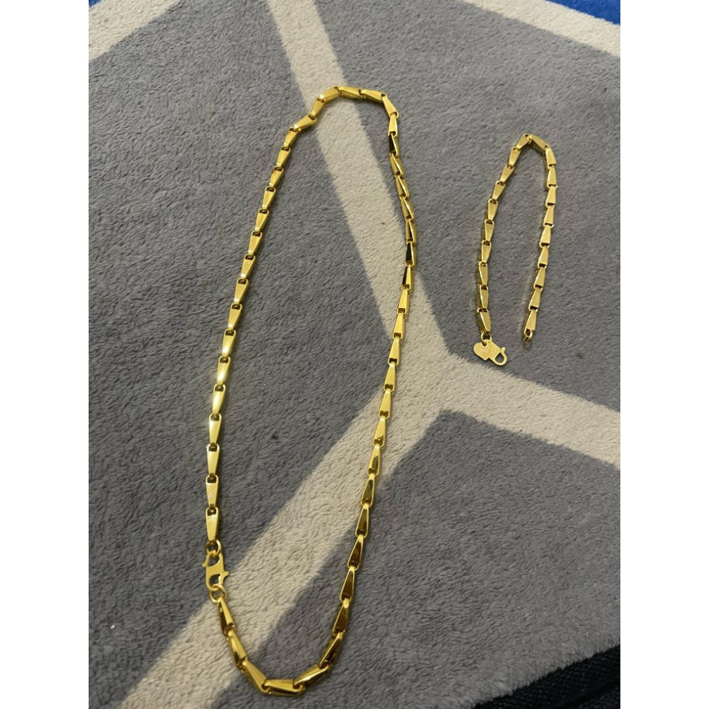 KALUNG +GELANG WANITA DEWASA KALUNG MODEL EMAS 24k KALUNG MODEL PADI GOLD