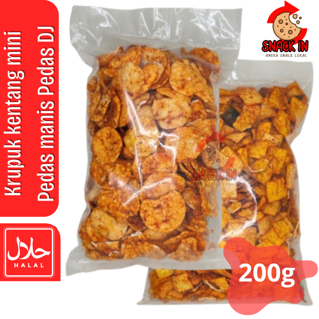 

Kerupuk Kentang Udang Mini Manis Pedas 200gram Snack Pedas Manis