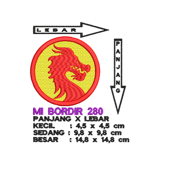 Logo / Emblem / Patch Bordir Naga / Dragon di jahit