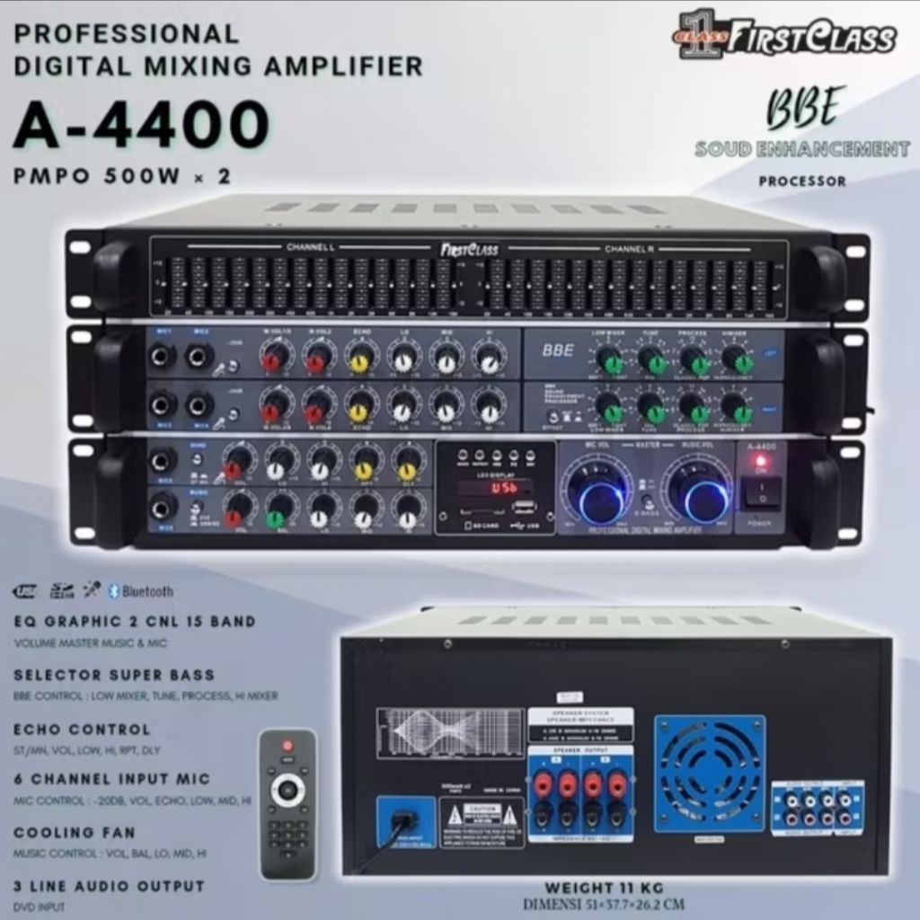 FIRSTCLASS FC-A4400 | amplifier karaoke | amplifier bluetooth | karaoke | amplifier | digital amplif