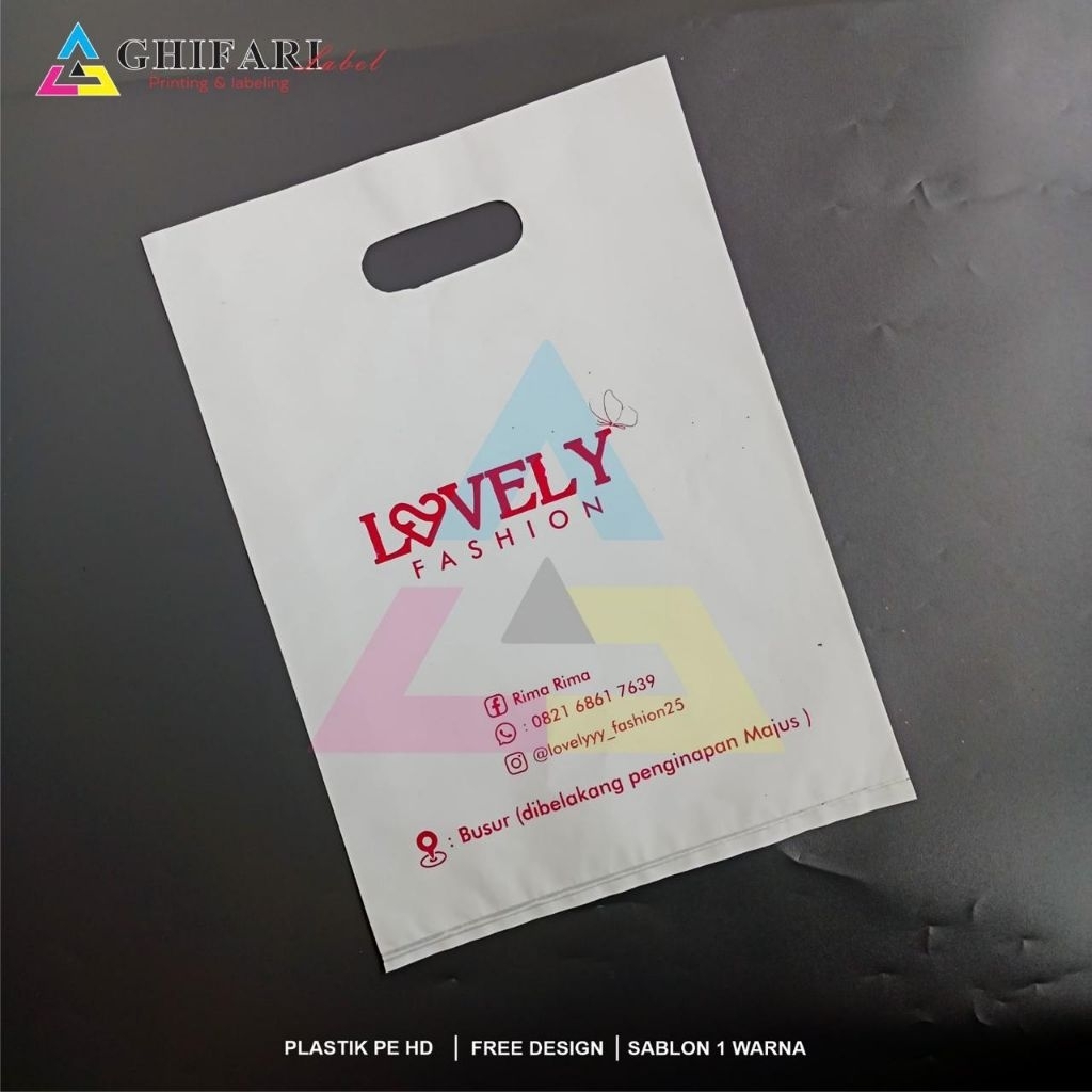 100 pcs PE plong /plastik sablon/plastikbaju/plastik kemasan baju/label baju