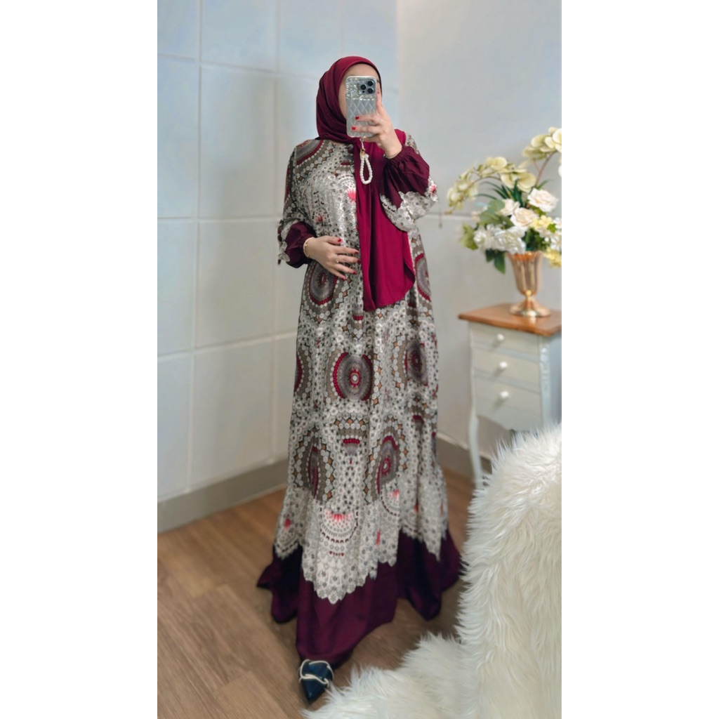 mina dress set hijab | gamis mayung | dress kekinian | dress hijab