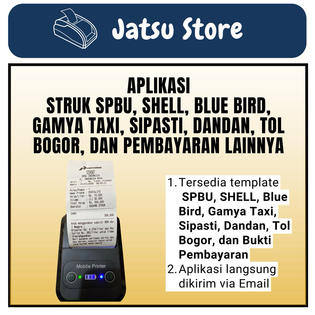 APLIKASI CETAK STRUK,B8M,T*L,BLUEBIRD,SHELL, DAN PEMBAYARAN LAINNYA