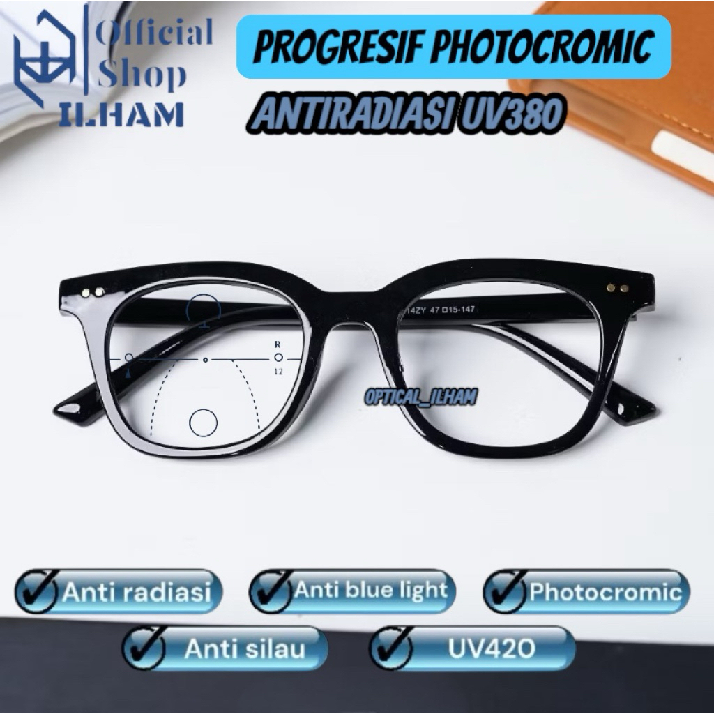 (TERBARU)Kacamata Progresif Photochromic Pria/Wanita | Kacamata Baca dan Jalan | Kacamata Baca plus 