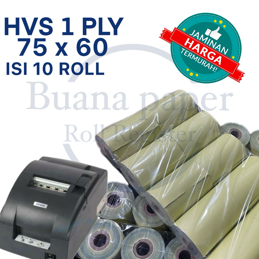 

isi 10roll Kertas Kasir HVS/1ply Warna Merah 75x60