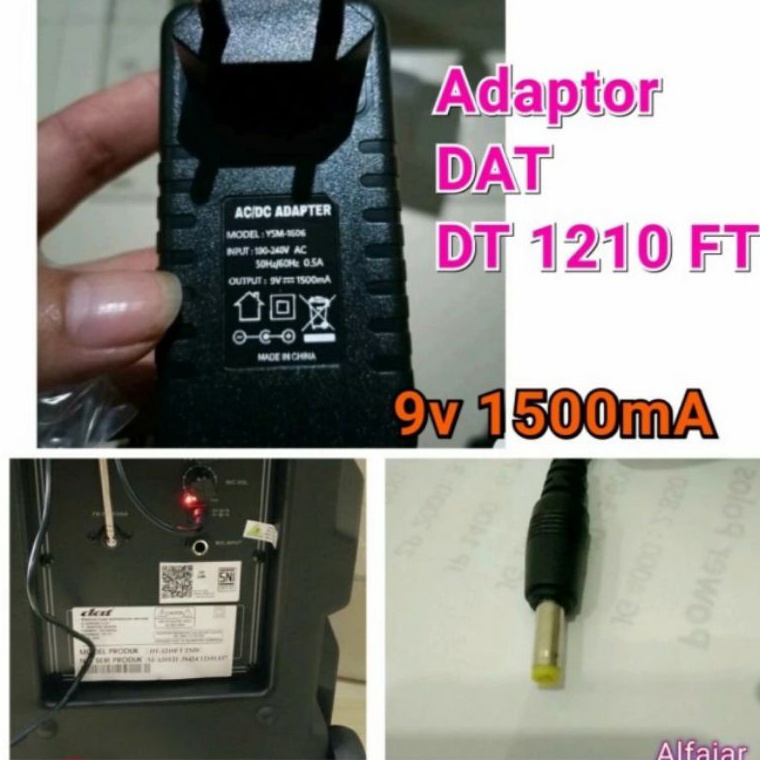 KODE M53S Adaptor Charger Cas Speaker Portable Wireless DAT DT 121 FT  121F 9V 15A 9Volt 15mA