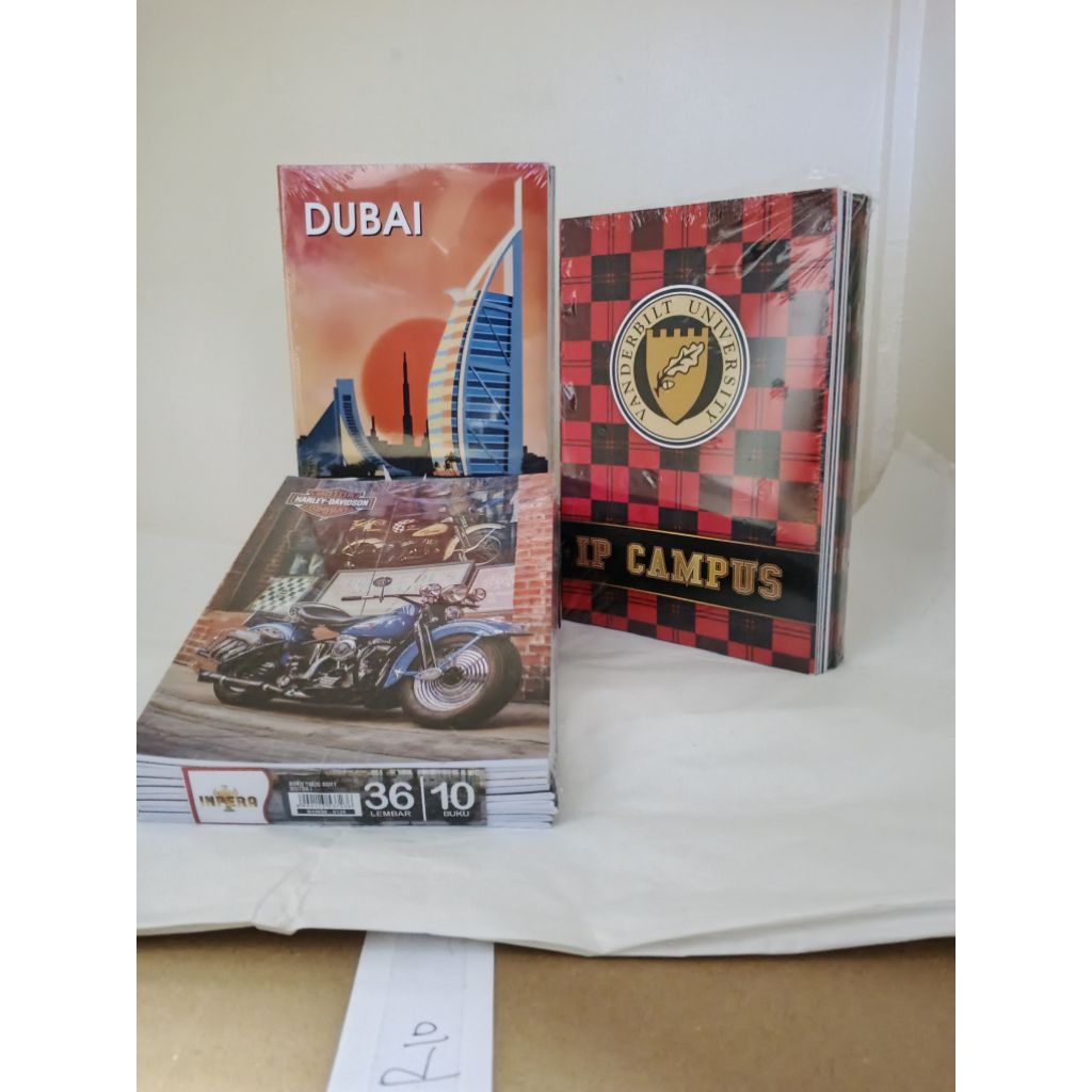 

Buku Tulis Boxy 36/40/50 Lembar - Ukuran 25x17cm - Cover Ivory 210gsm - Isi HVS 65gsm - Motif Dunia, Campus, Craft