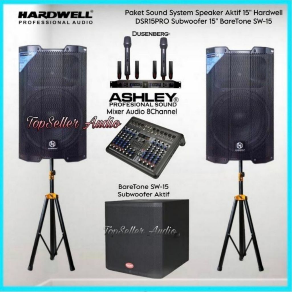 Paket Sound System Outdoor Live Musik & Karaoke Dll Speaker 15 Inch Hardwell DSR 15 Pro Plus Subwoof