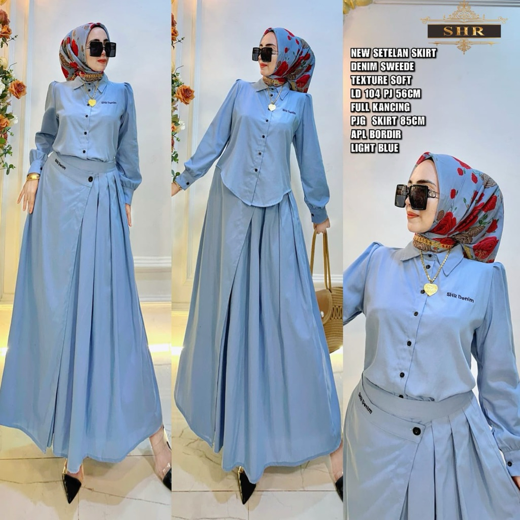 ORI SHR 100%... SET ROK DENIM PREMIUM